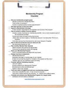Membership program checklist body contouring
