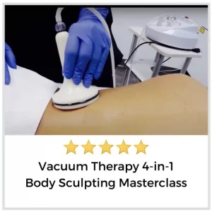 Vacuum Therapy Treatment on woman with 5 stars to describe Body Sculpting Masterclass
