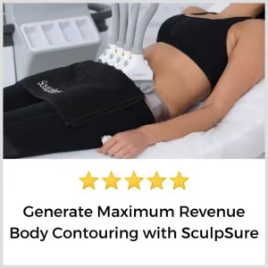 woman receiving sculpsure treatment with 5 stars for a Sculpsure training course